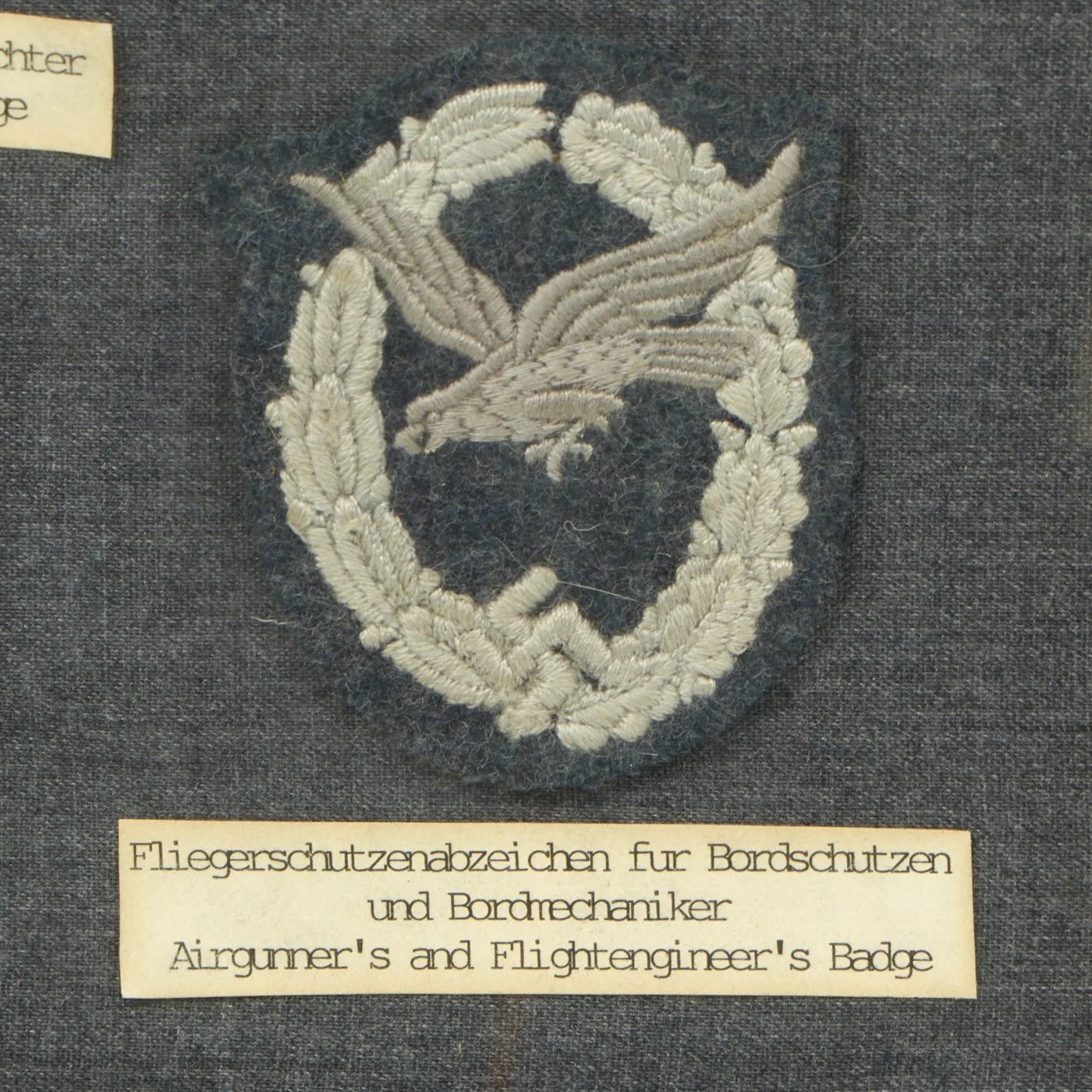 Original German WWII Luftwaffe Bomber Air Crew Embroidered Cloth Badge Collection in Frame - 5 Badges