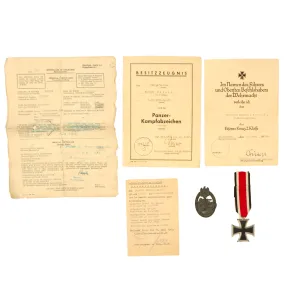 Original German WWII Named Panzergrenadier Award and Document Grouping with EKII and Panzer Assault Badge