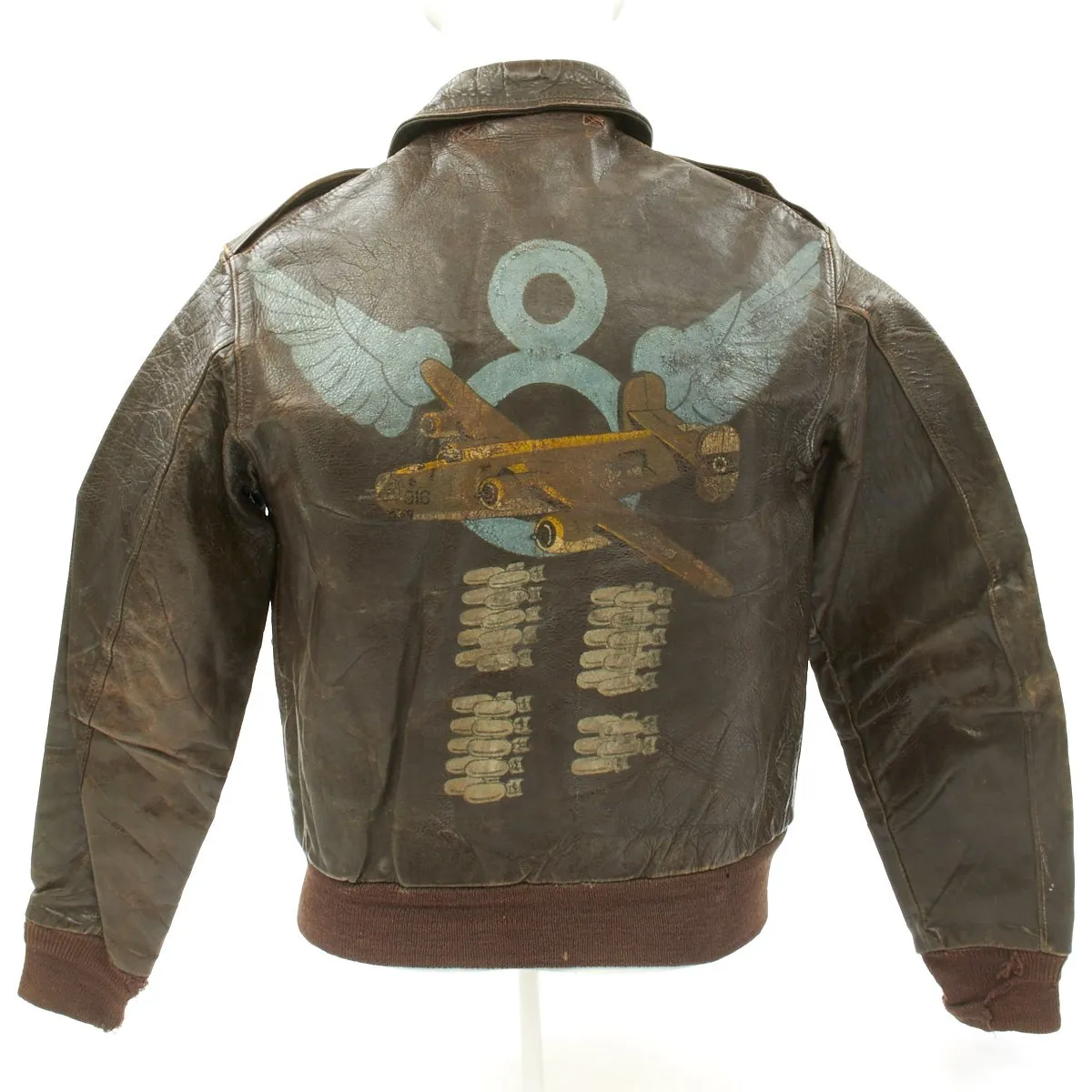 Original U.S. WWII 576th Bomb Squadron Painted A-2 Flight Jacket Grouping