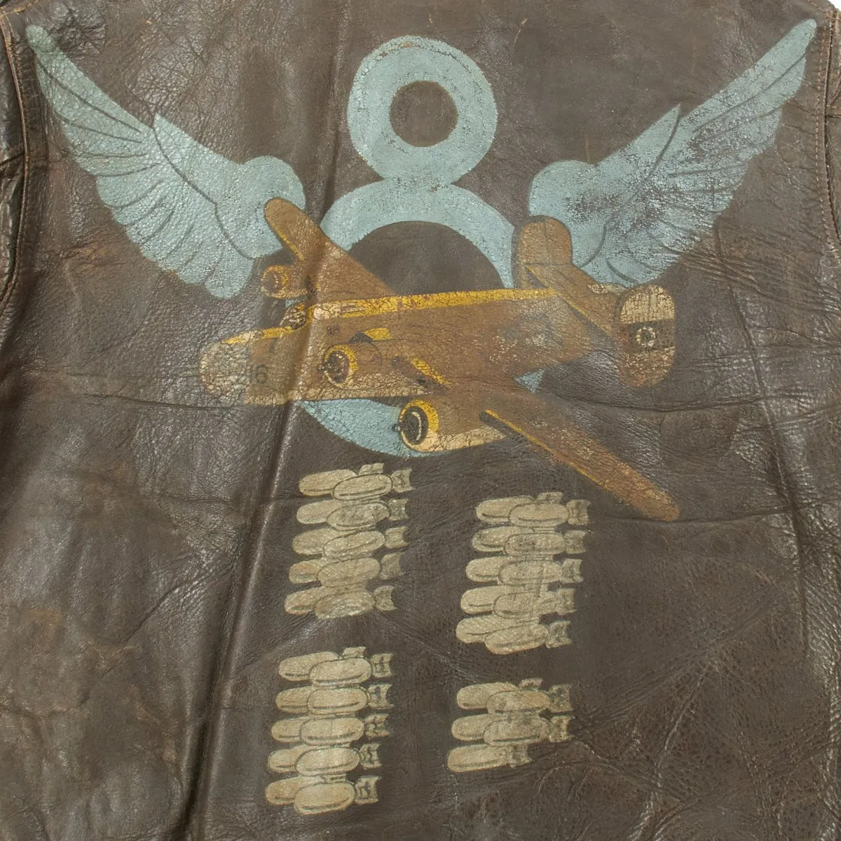 Original U.S. WWII 576th Bomb Squadron Painted A-2 Flight Jacket Grouping