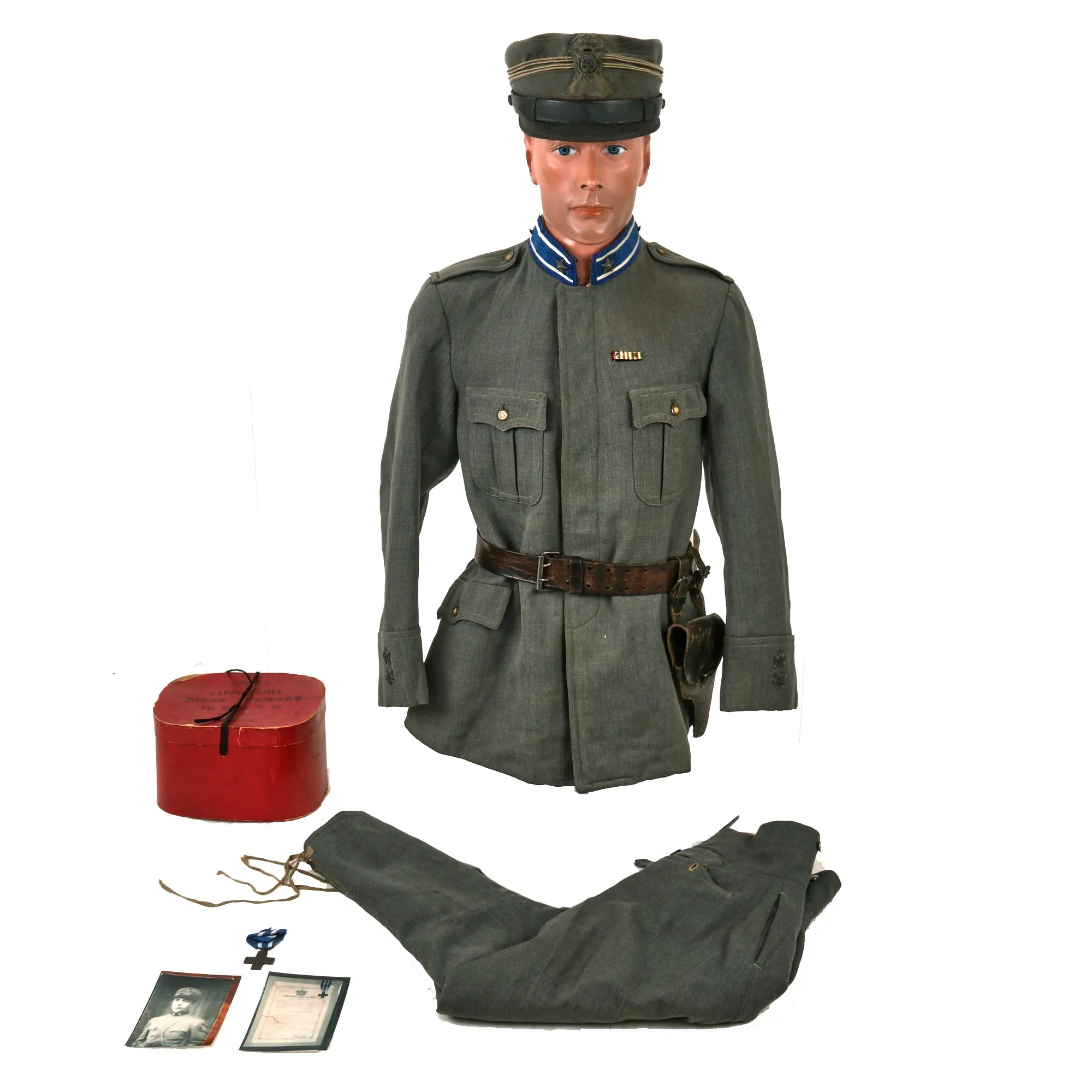 Original WWI Italian Officer’s Uniform Grouping Identified to Capt. Rodolfo Stiassi - Kepi with Original Box, Matching Tunic & Documents