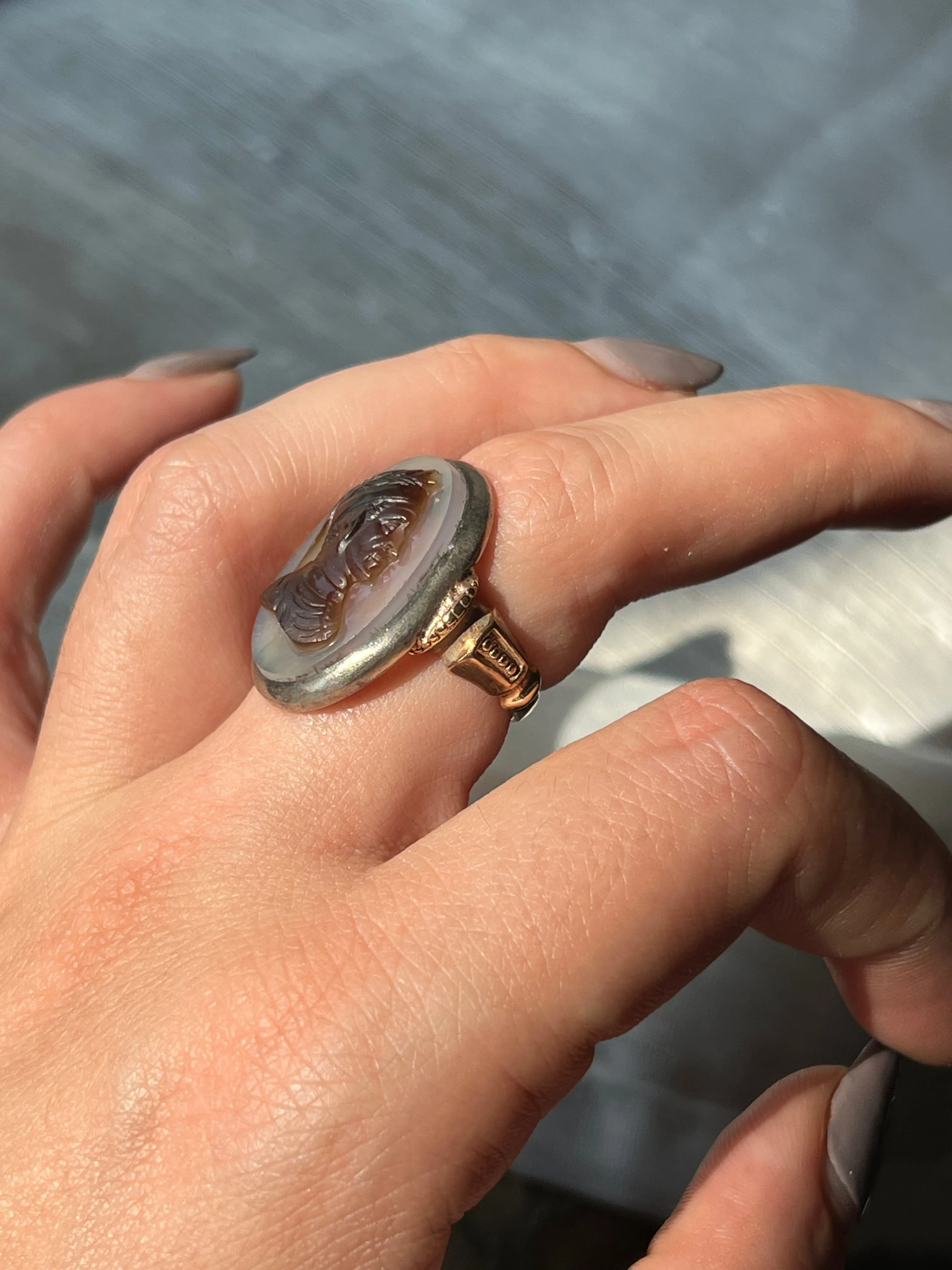 Outstanding Cameo of Dante Algheri in Two Toned Agate