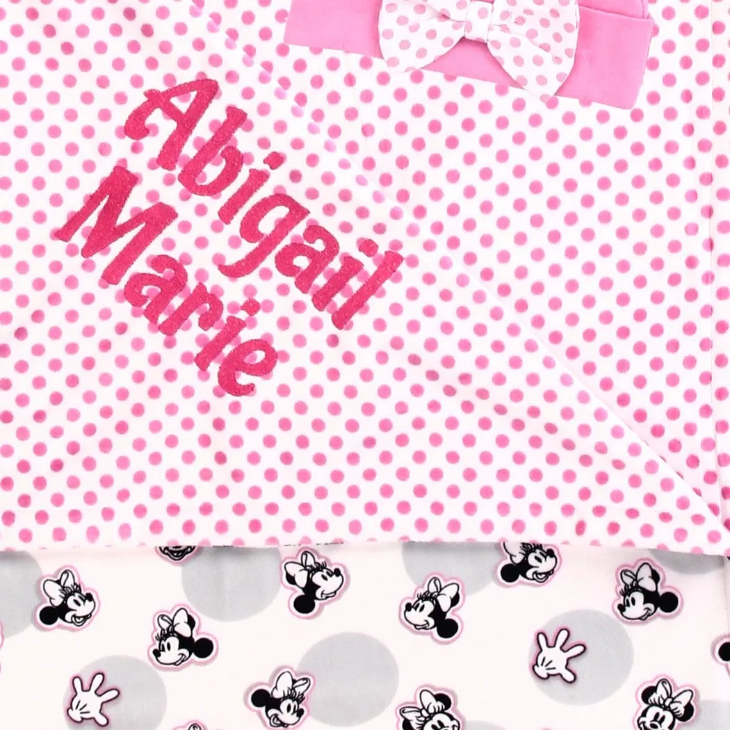 Personalized Disney Baby Blanket with Hat - Minnie Mouse