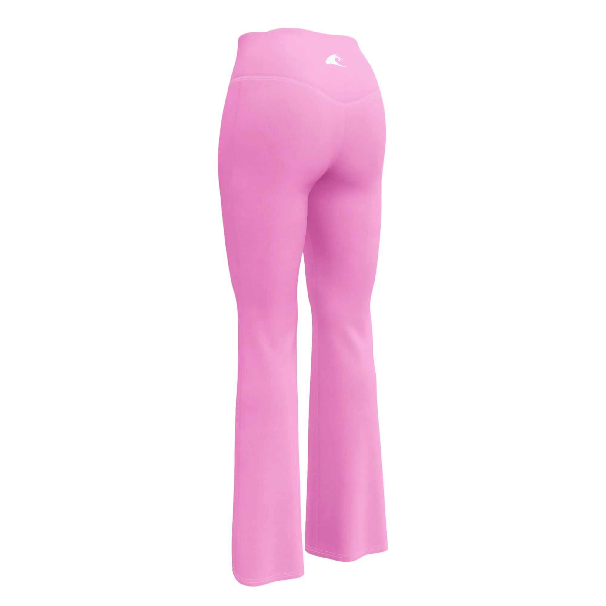 Pink High Waisted Flare Leggings with Extremely Stoked Epic Wave Logo