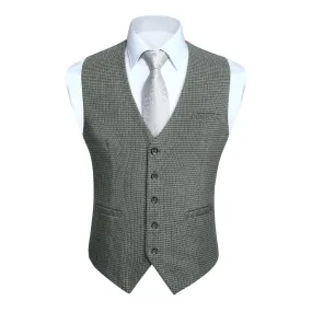 Plaid Slim Suit Vest - B5-GREY