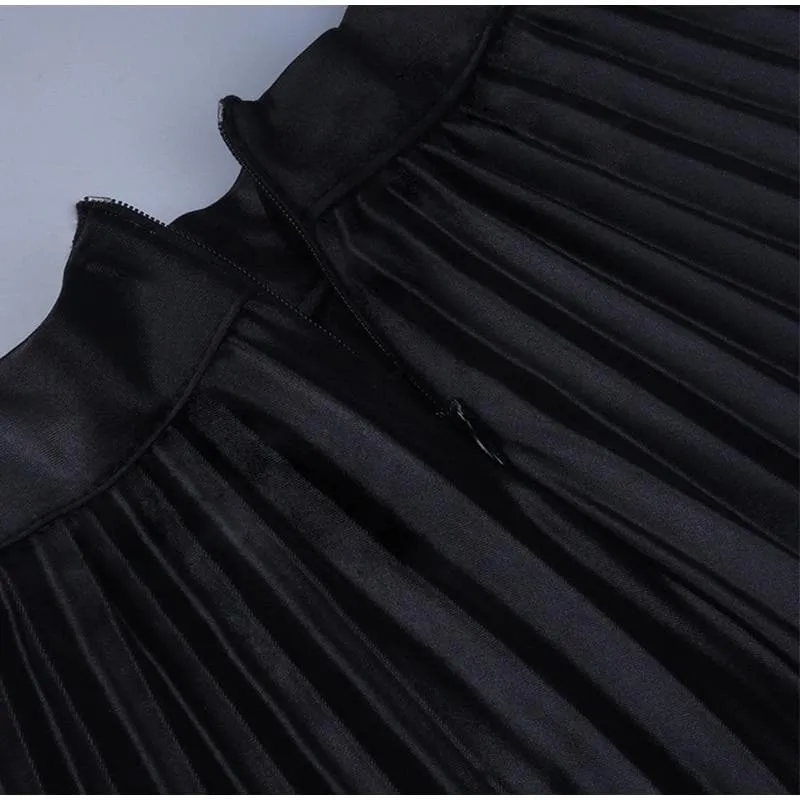 Pleated Faux Leather Skirt