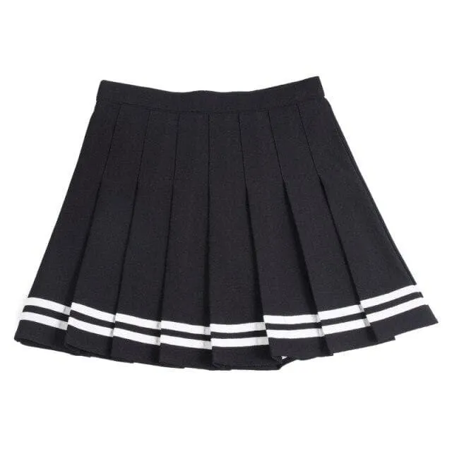 Pleated Mini Skirt With Stripes