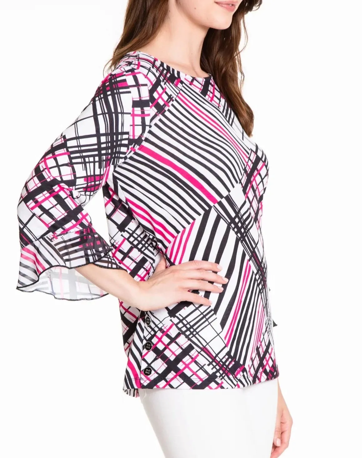 Print Flounce Sleeve Top