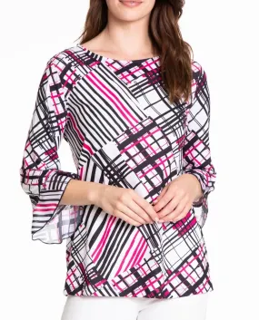 Print Flounce Sleeve Top