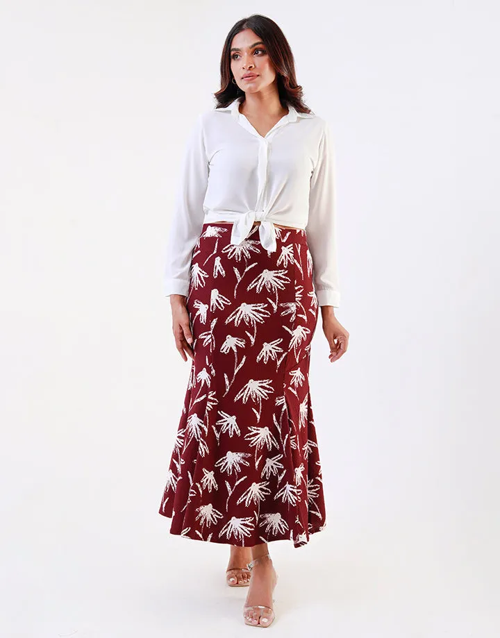 Printed 6psc Fishtail Skirt