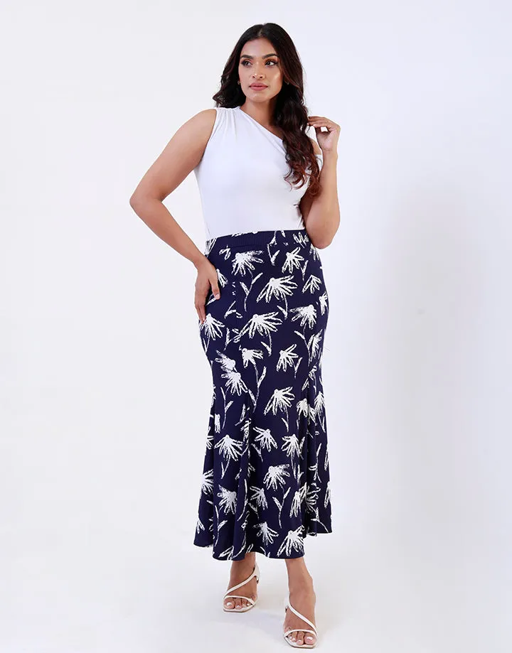 Printed 6psc Fishtail Skirt