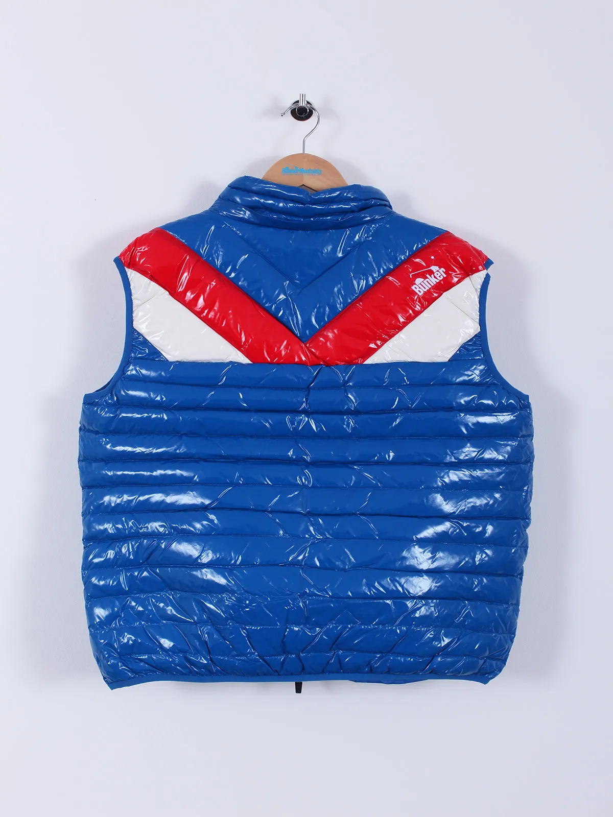 Quilted Polyester Gilet with removable hood - Blue/Red  - X-Small (Sample)