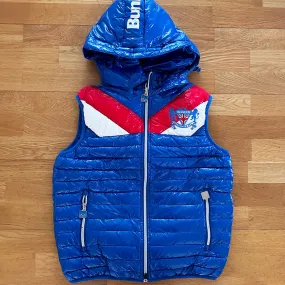 Quilted Polyester Gilet with removable hood - Blue/Red  - X-Small (Sample)