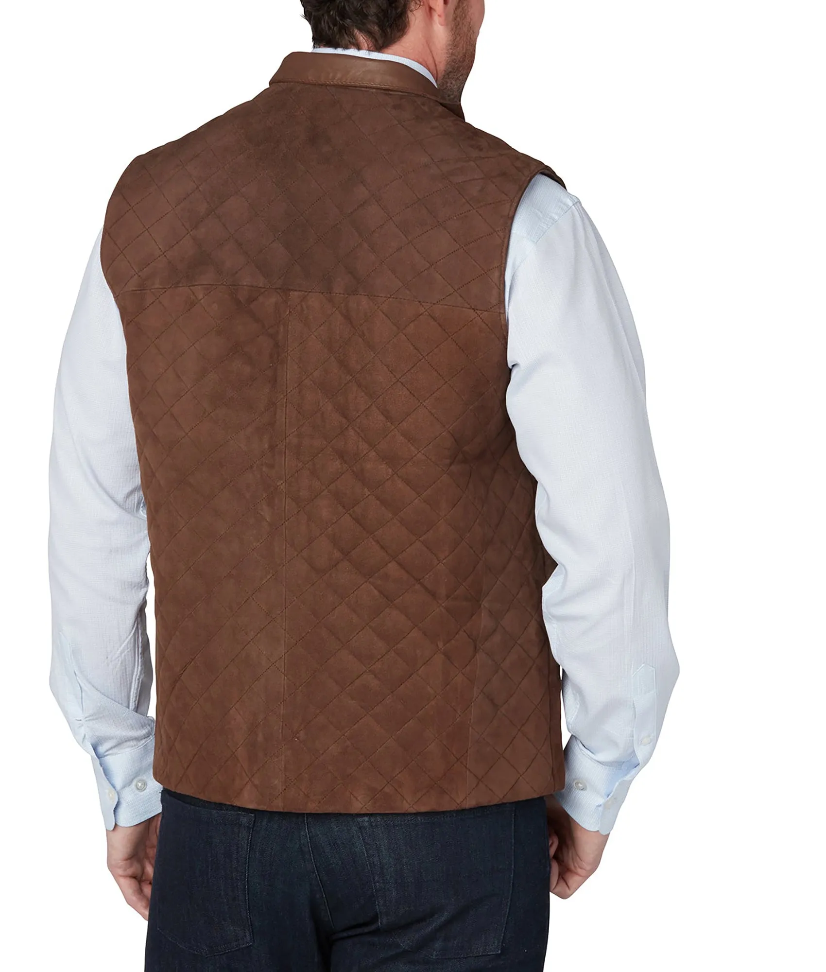 Quilted Suede Vest :: Brown