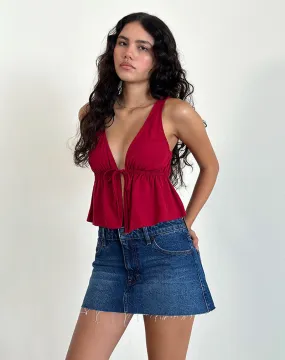 Rolia Tie Front Top in Adrenaline Red