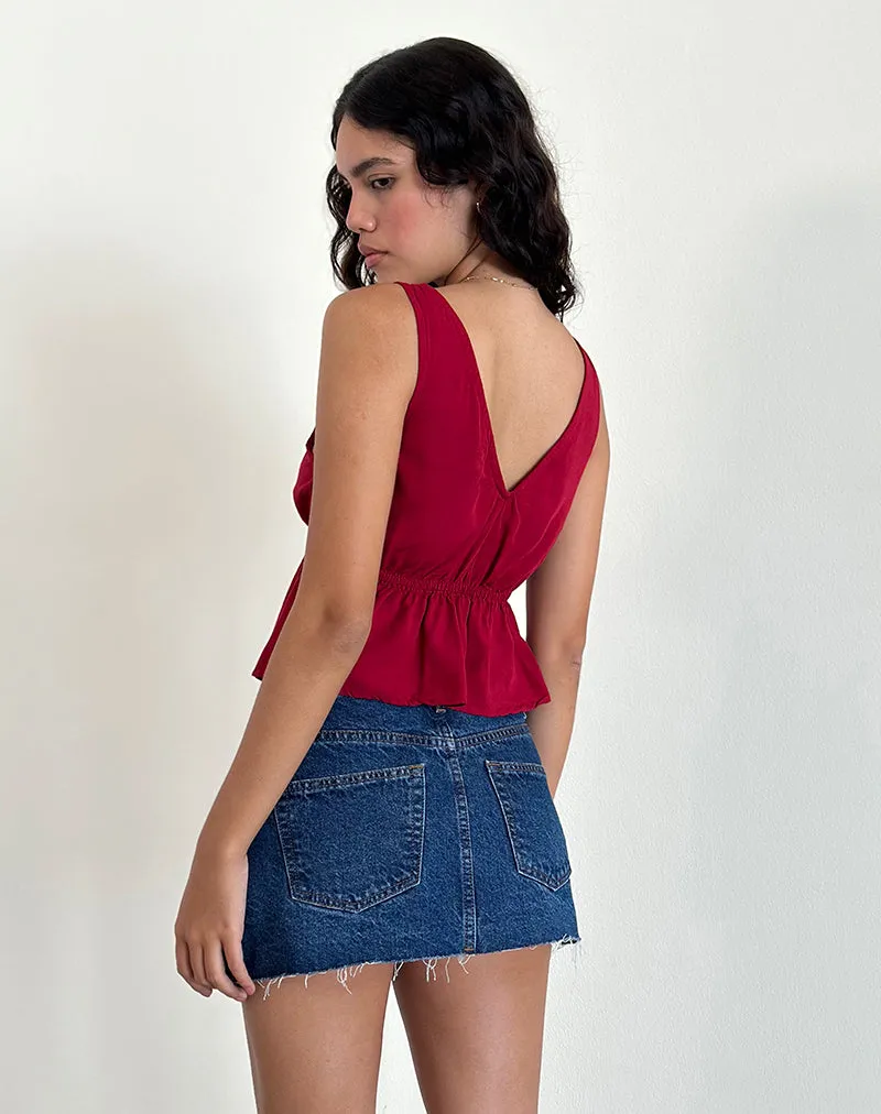 Rolia Tie Front Top in Adrenaline Red