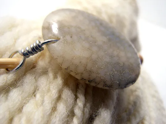 Shawl Pin ~ Wire Wrapped Stone ~ Fossilized Coral with Silver Wire