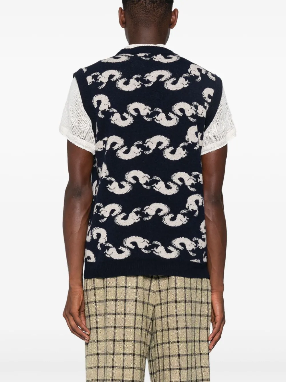 Shrimpy Horse Knit Vest - Grey Black Horses