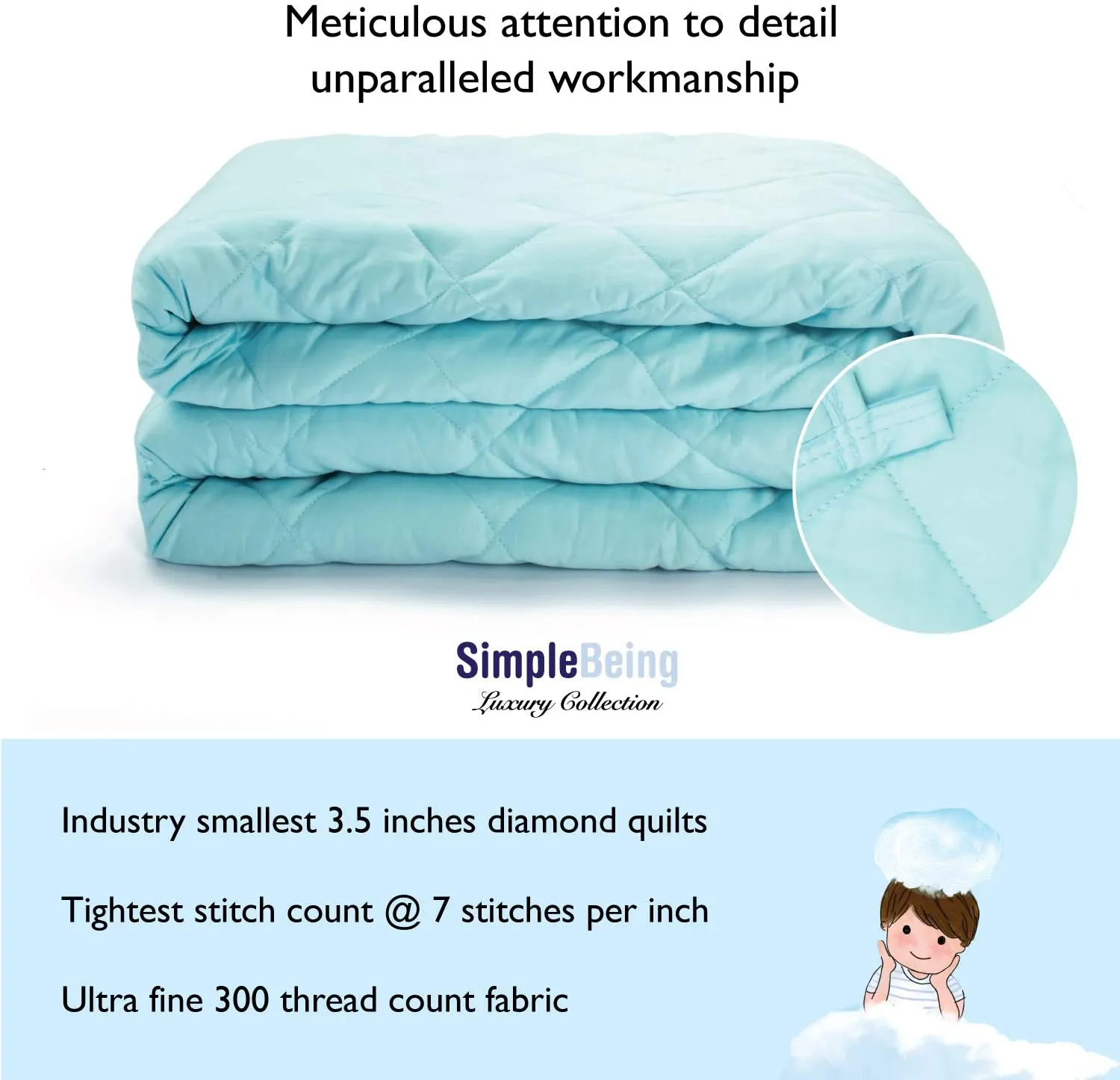 Simple Being Sky Blue 9 Layer Weighted Blankets