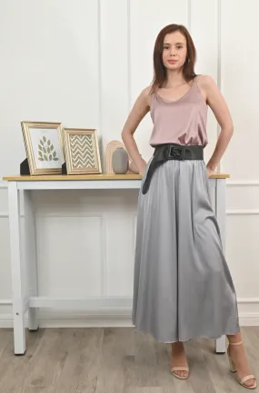 Sophia Matte Satin Fluid Long Pants