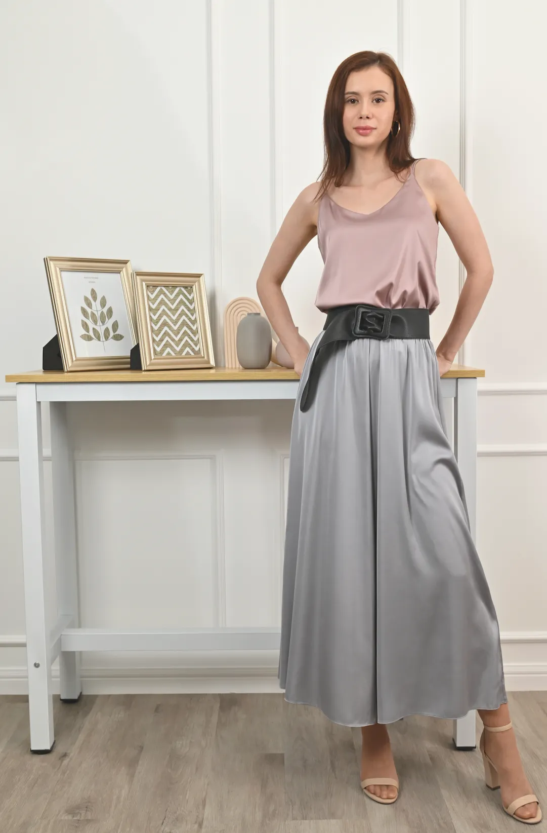 Sophia Matte Satin Fluid Long Pants