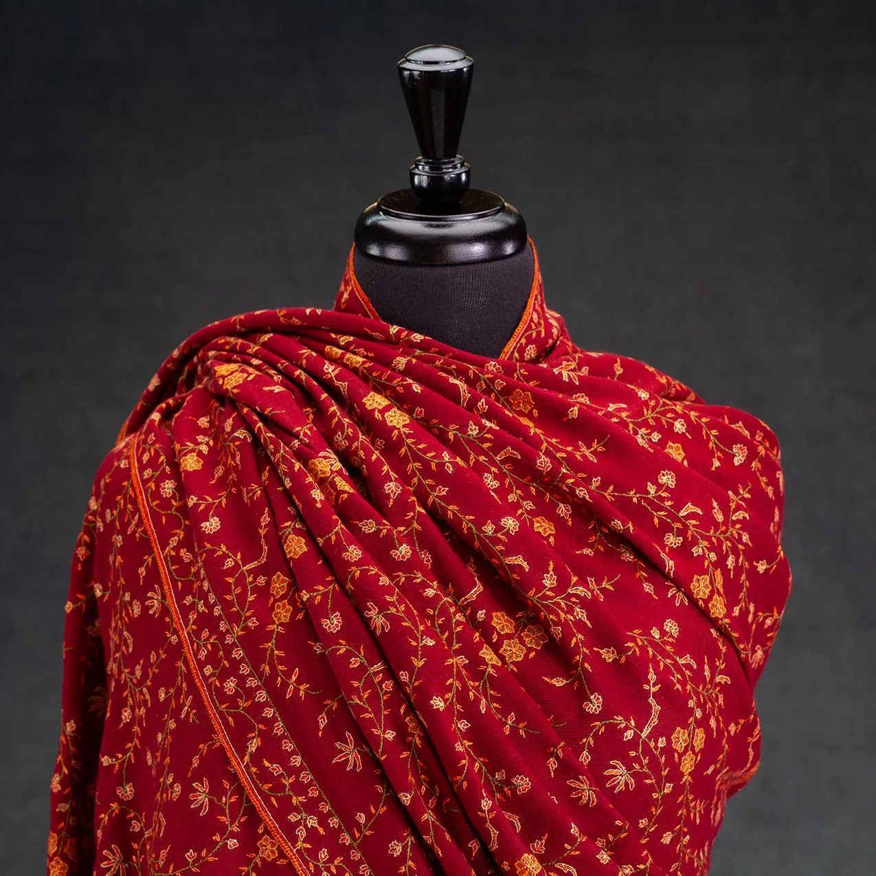 Sozni Hand Embroidered Pashmina 'Mother' Marigold