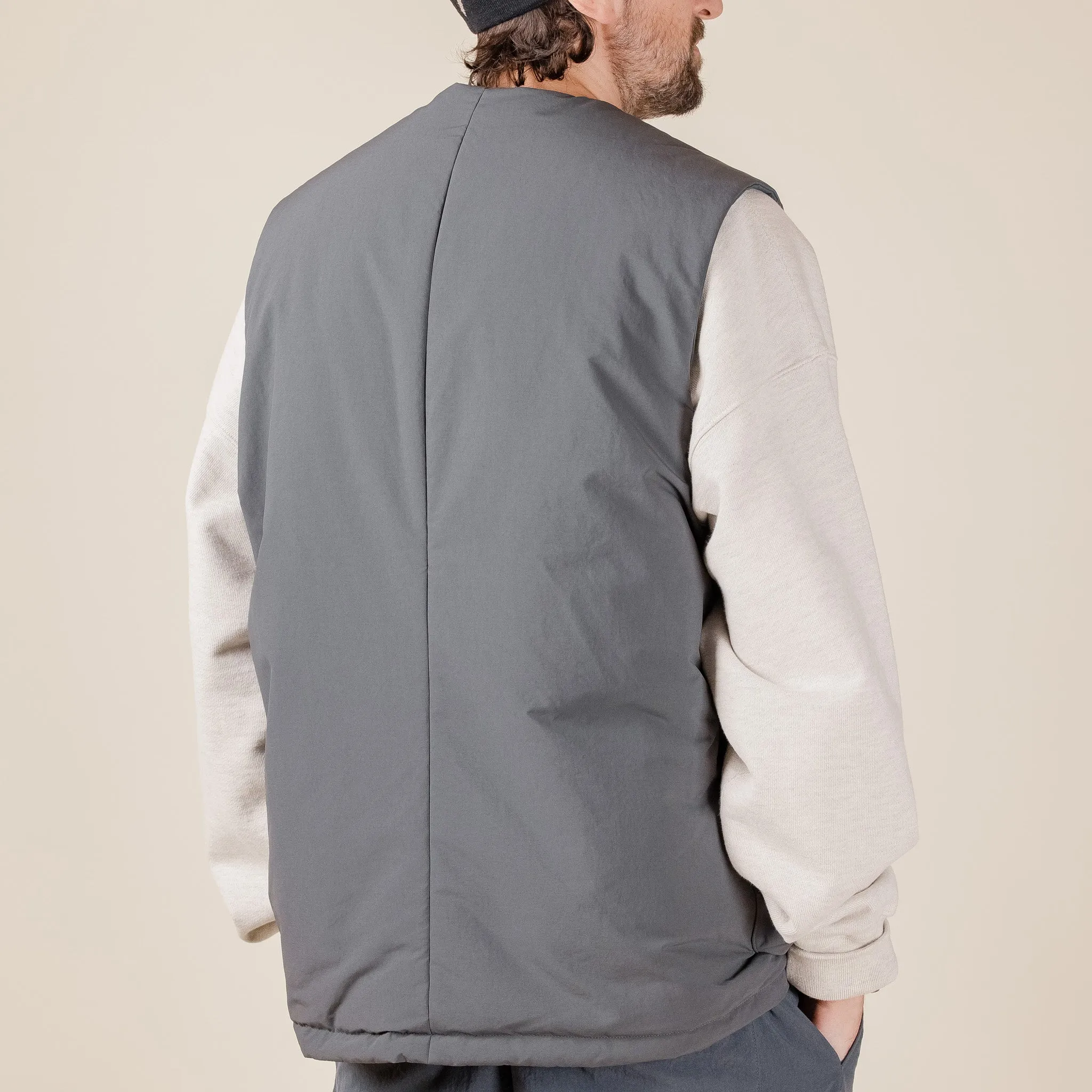 Still by Hand - Large Pocket Padded Vest - Blue Grey