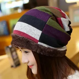 Stripped Beanie: Multicolored Slouchy Beanie