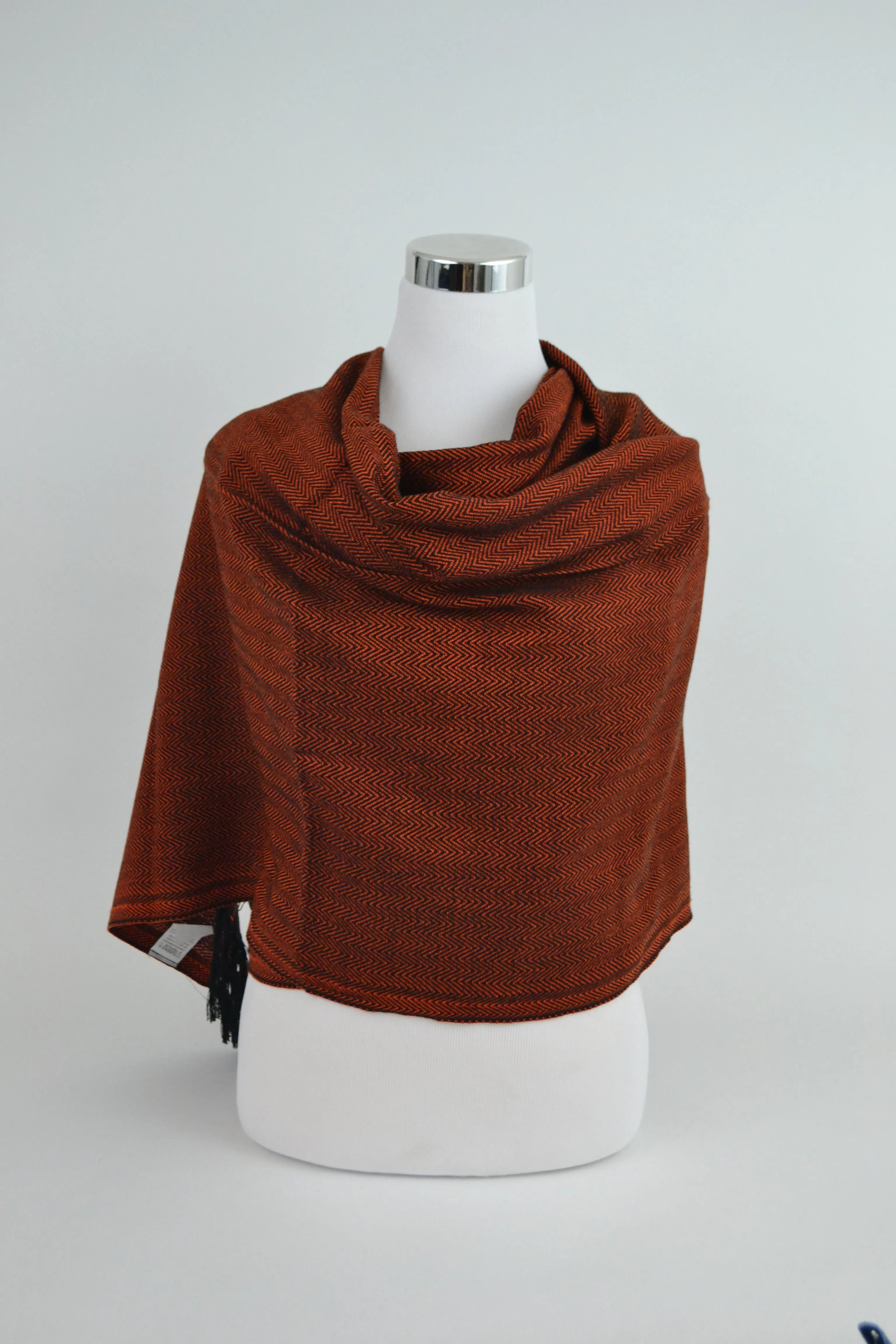 Sunset Orange Merida Rebozo Shawl Mexican Woven Blanket