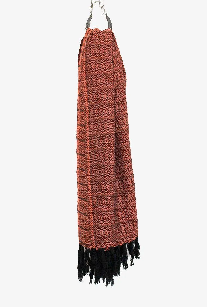 Sunset Orange Merida Rebozo Shawl Mexican Woven Blanket