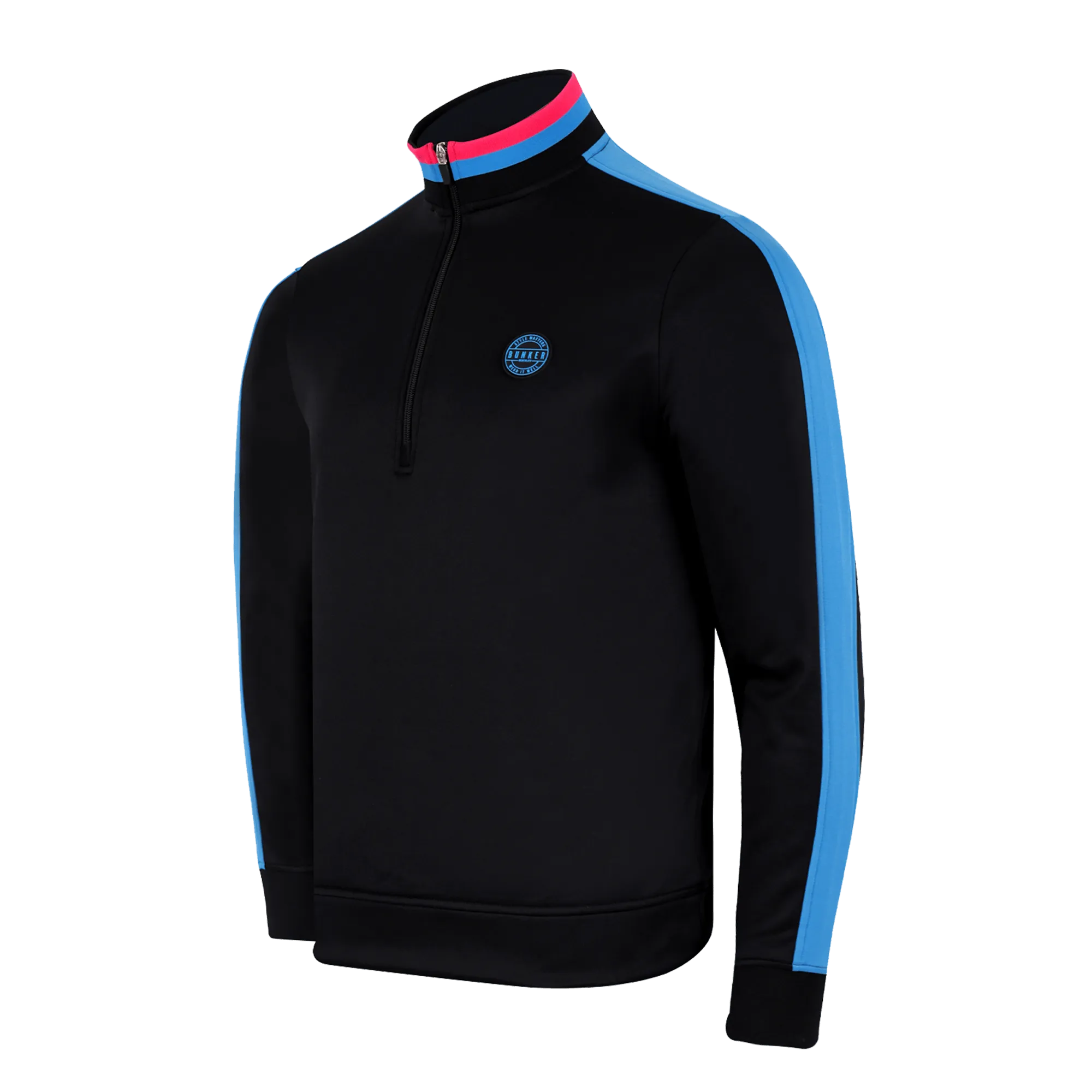 Tri Colour Quarter Zip with Stripe Black