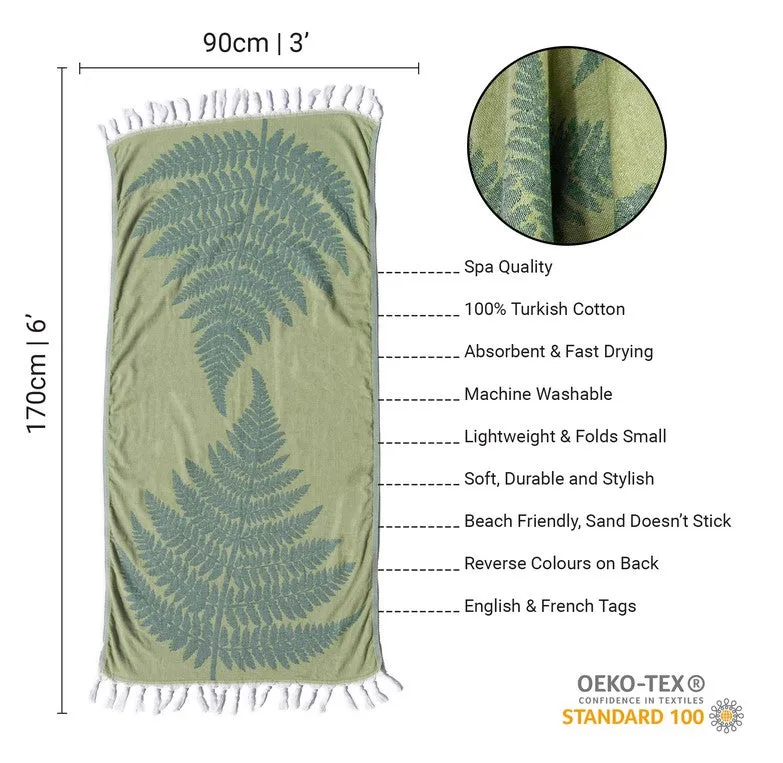 Turkish Cotton Body Towel - Fern in Green