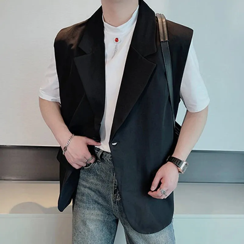 Turn-Down Collar Pockets Solid Vest