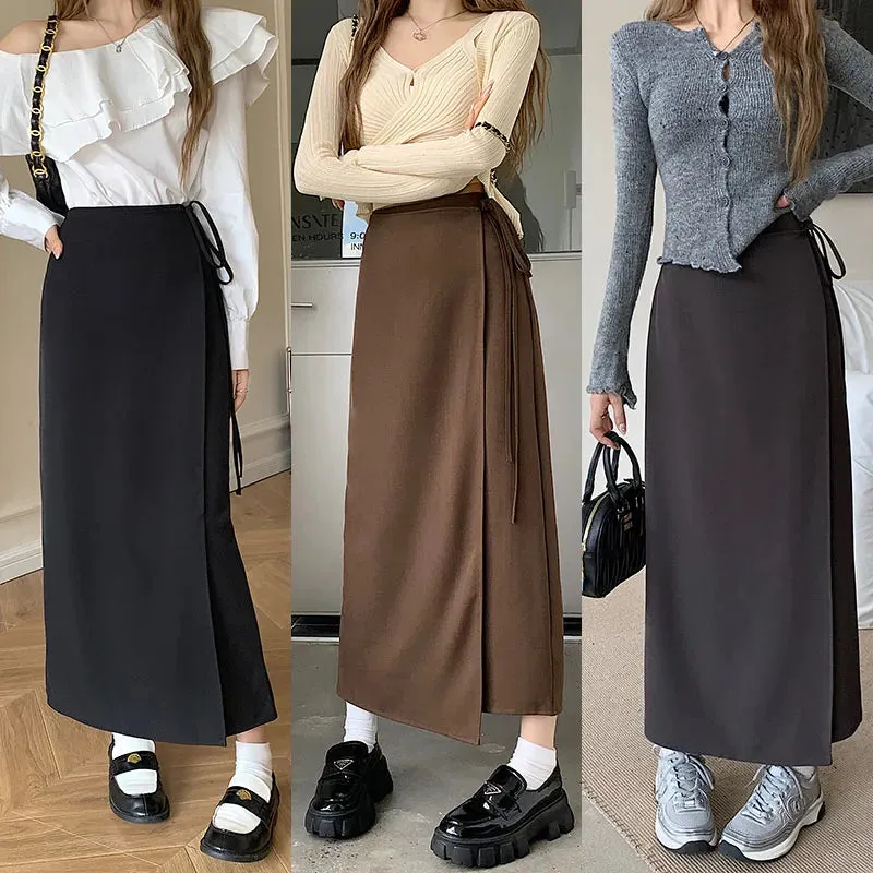 Uniwim 3Colors S-XL Irregular Long Skirt Women 2024 Summer Ankle Length Casual High Waist Pencil Long Skirts Female(L5143