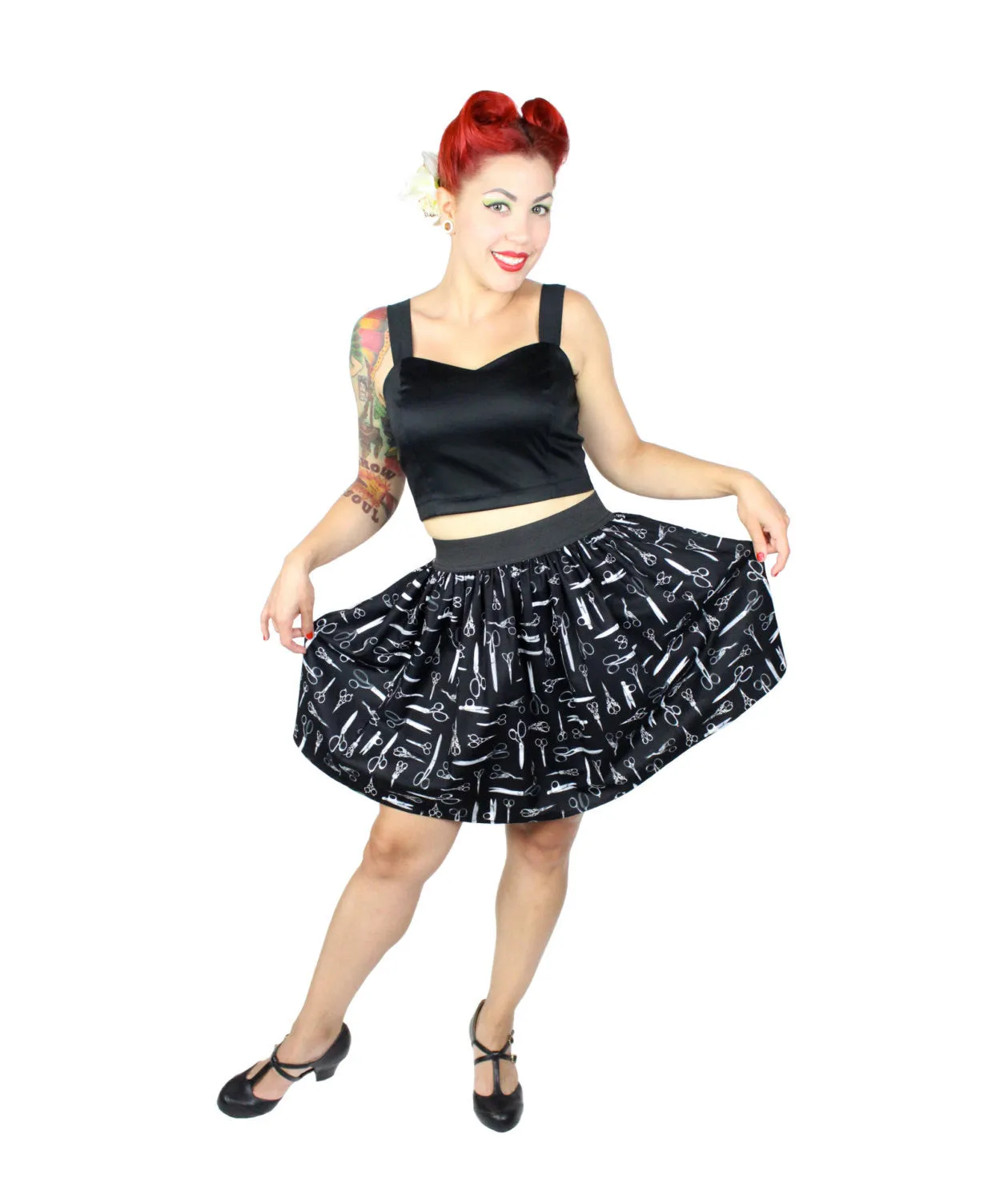 Vintage Scissors Pleated Skirt #PS-S757