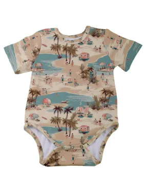 Vintage Vacation Baby Short Sleeve Onesie Bodysuit