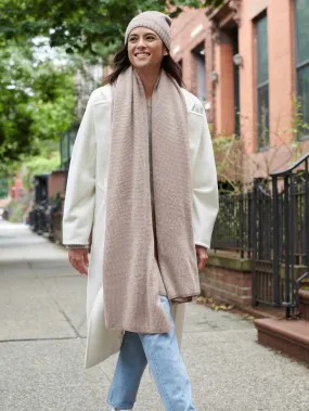 W W CASHMERE WAFFLE KNIT TRAVEL WRAP