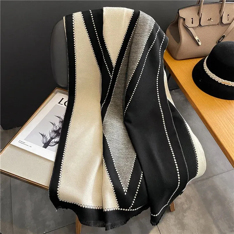 Warm Shawl Women Scarf Luxury Cashmere Winter Blanket Wraps Casual Horse Print Pashmina Bufanda Travel Poncho Stoles Echarpe