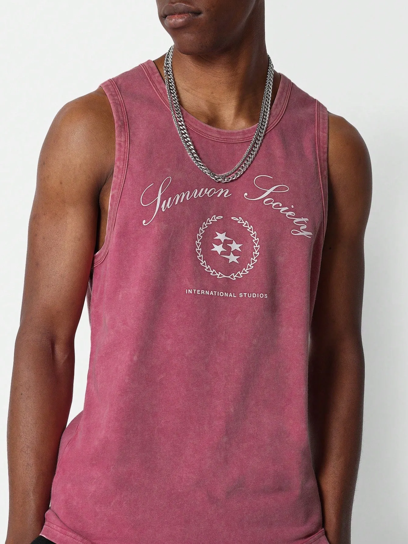 Washed Vest With Club Graphic Print