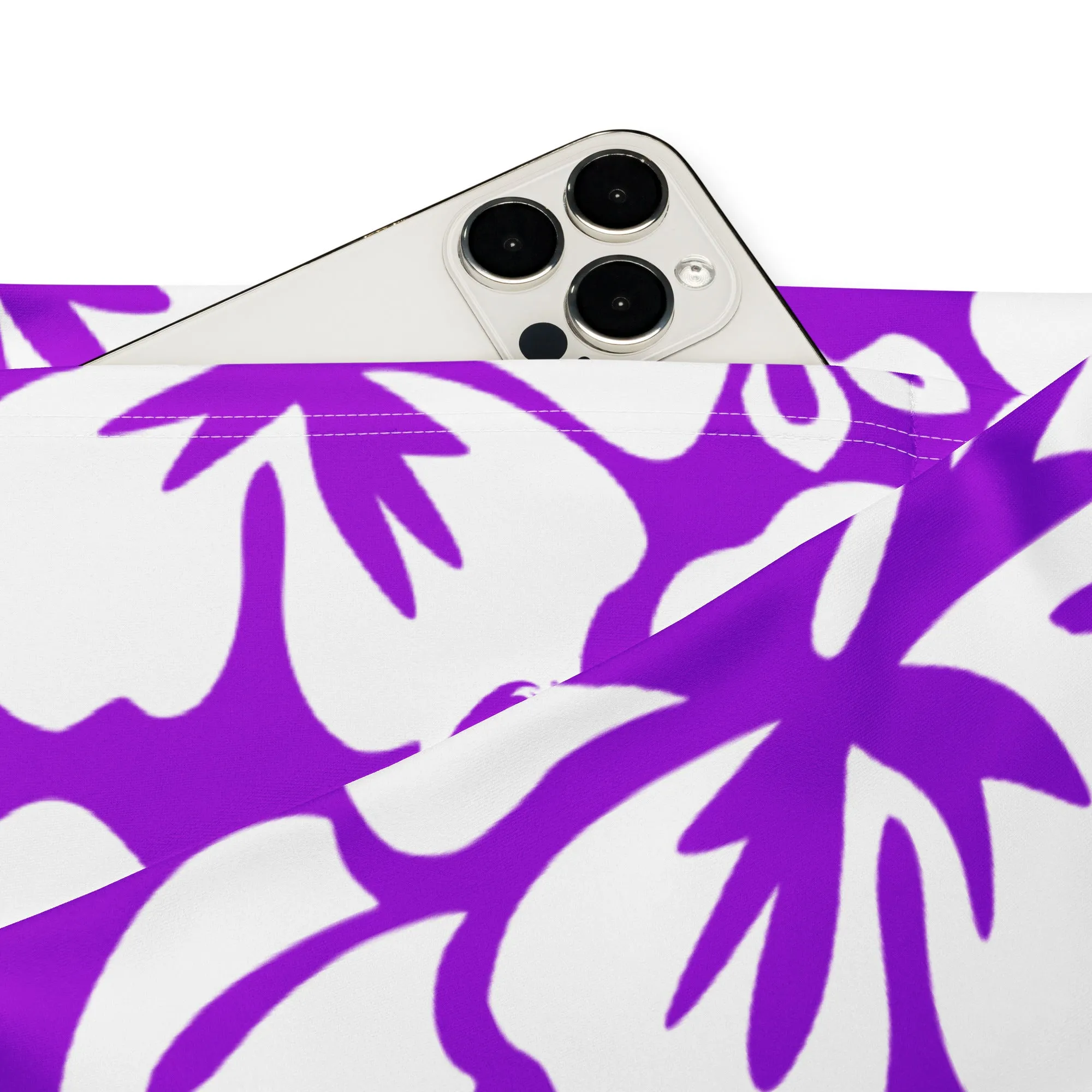 White and Purple Hawaiian Flowers Flare Leggings