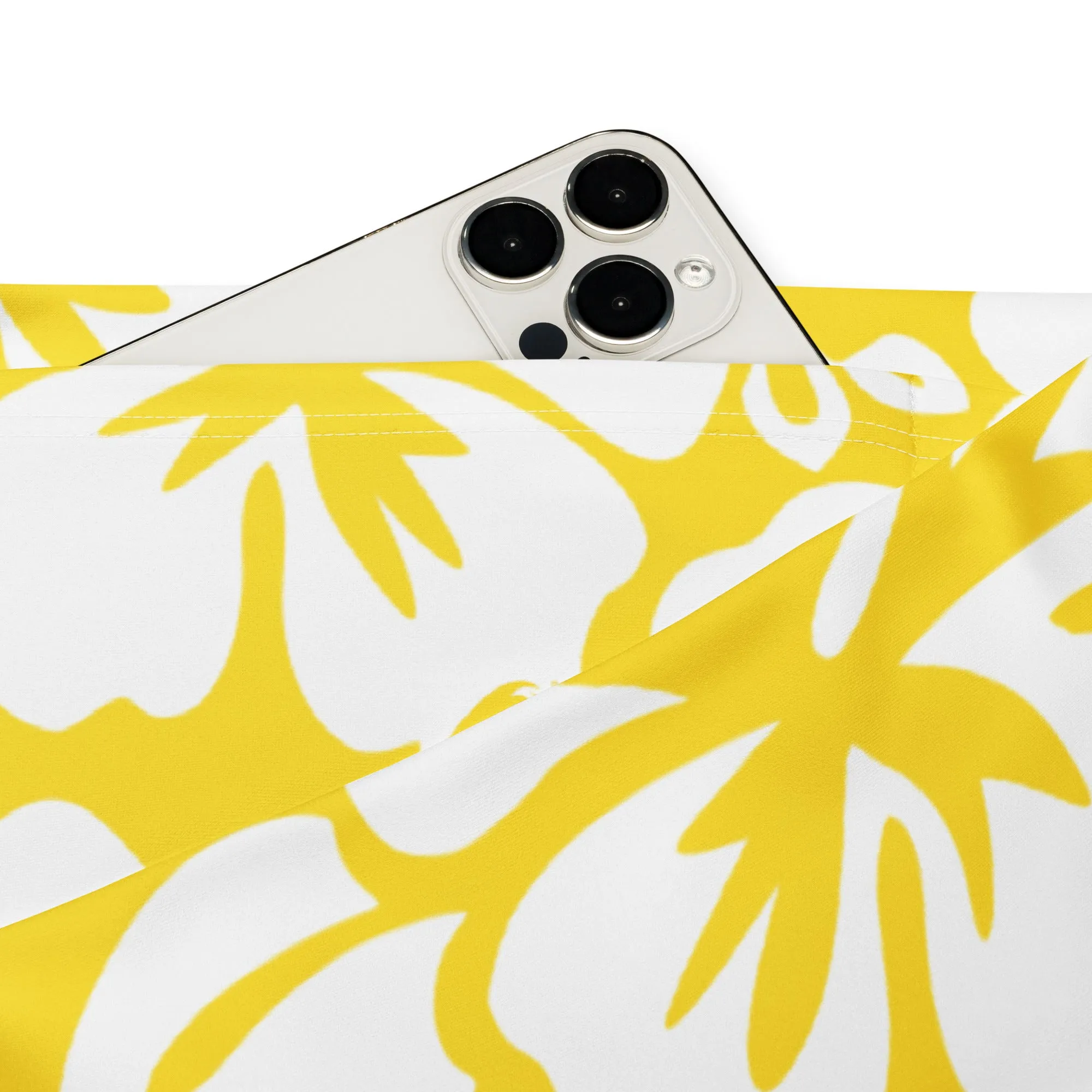 White and Yellow Hawaiian Flowers Flare Leggings