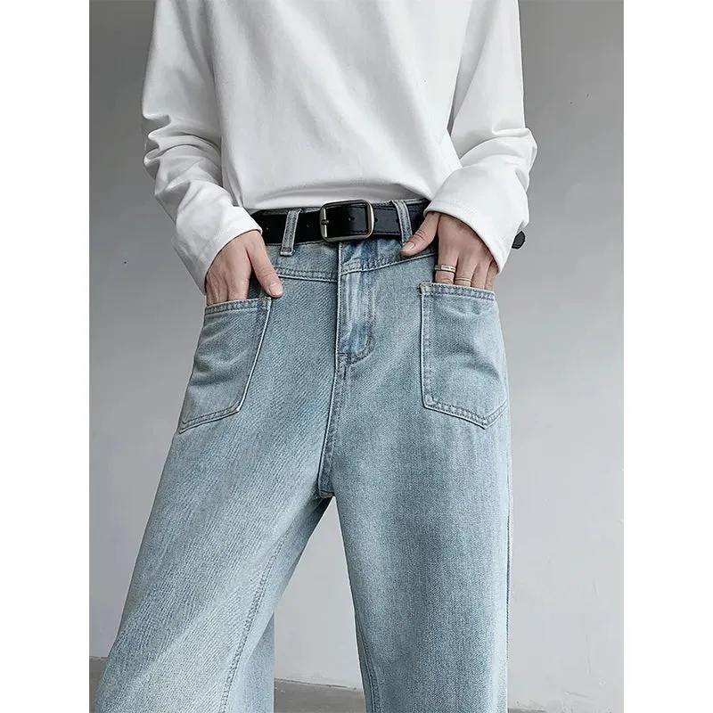 Wiaofellas  -  baggy jeans High Street Men's Denim Pants Loose Trousers Straight Flared Trousers Casual Male Bottom Fashion Menwear Autumn