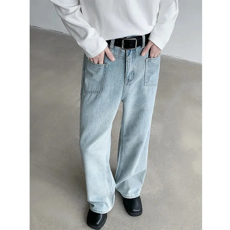 Wiaofellas  -  baggy jeans High Street Men's Denim Pants Loose Trousers Straight Flared Trousers Casual Male Bottom Fashion Menwear Autumn