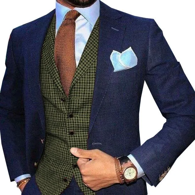 Wiaofellas Mens Suit Vest Plaid Coffe Champagne Wedding Wool Business Waistcoat Jacket Casual Slim Fit Gilet Homme Vests For Groosmen