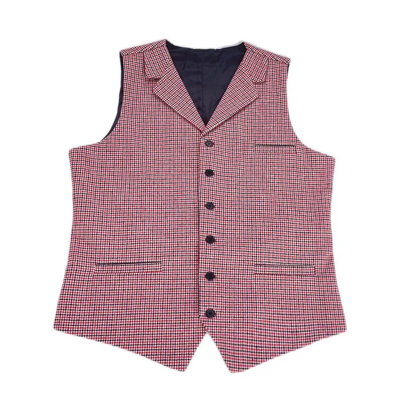 Wiaofellas Mens Suit Vest Plaid Coffe Champagne Wedding Wool Business Waistcoat Jacket Casual Slim Fit Gilet Homme Vests For Groosmen