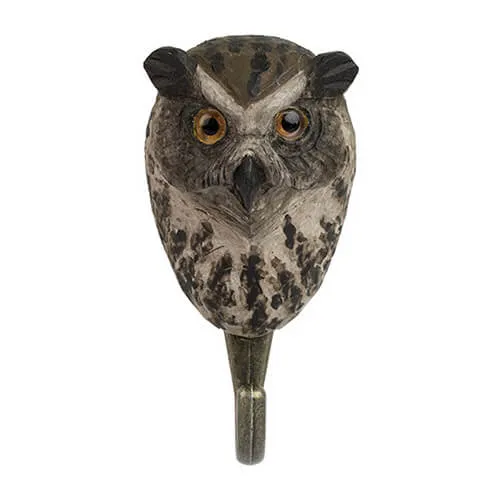 Wildlife Garden - Hand Carved Hook - Eagle Owl