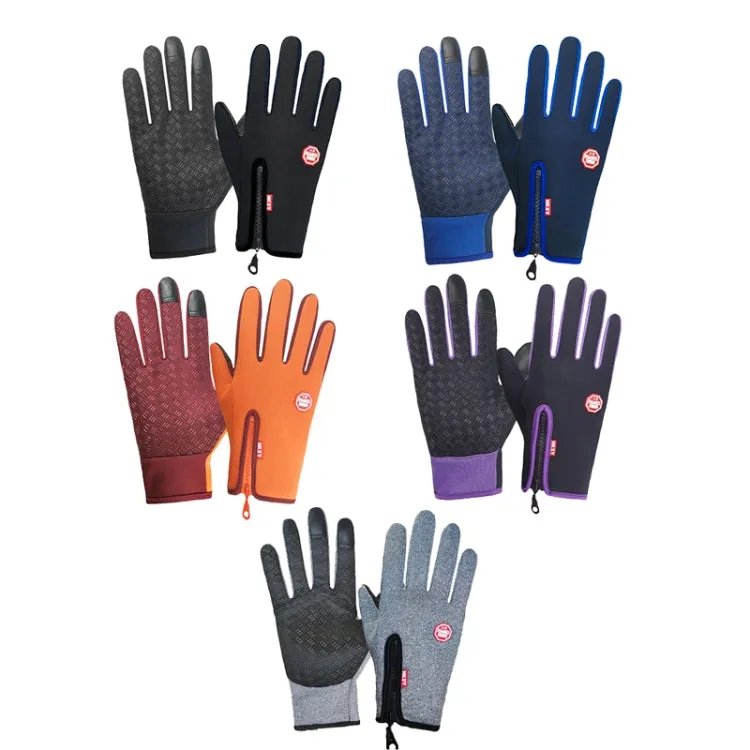 Winter Outdoor Riding Sports Waterproof Touch Screen Glove, Size: M(H043 Hemp Gray)