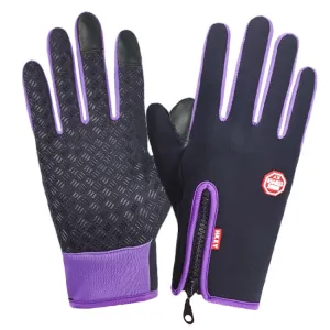 Winter Outdoor Riding Sports Waterproof Touch Screen Glove, Size: XL(H043 Purple)