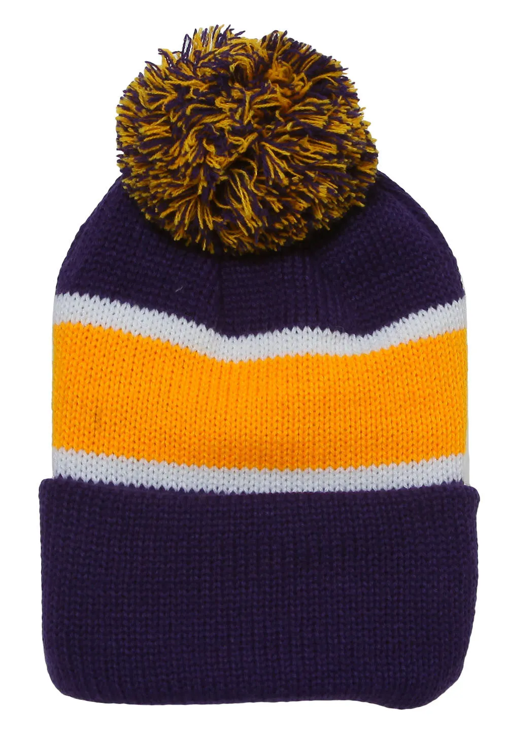 Winter Striped Beanie with Pom