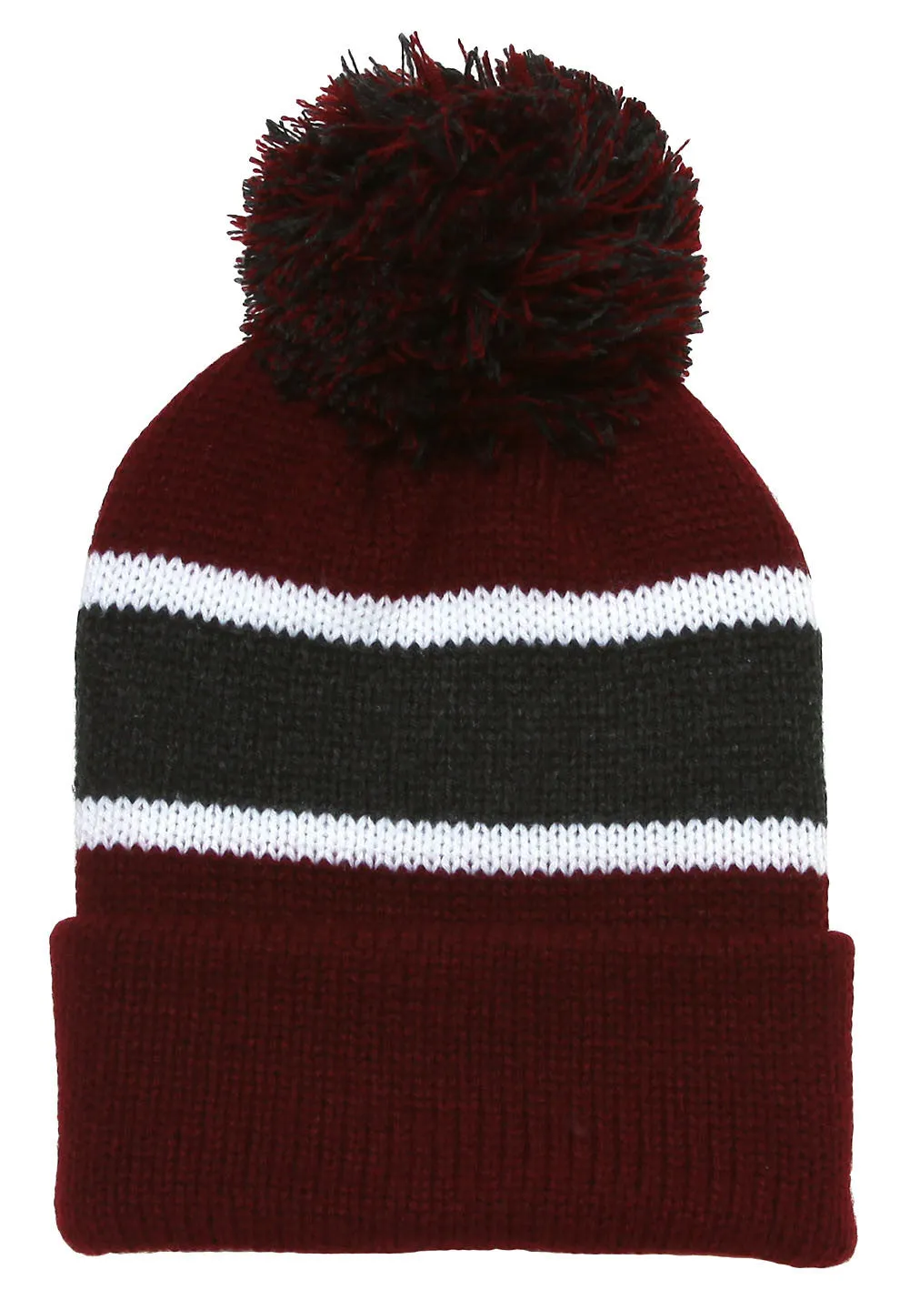 Winter Striped Beanie with Pom